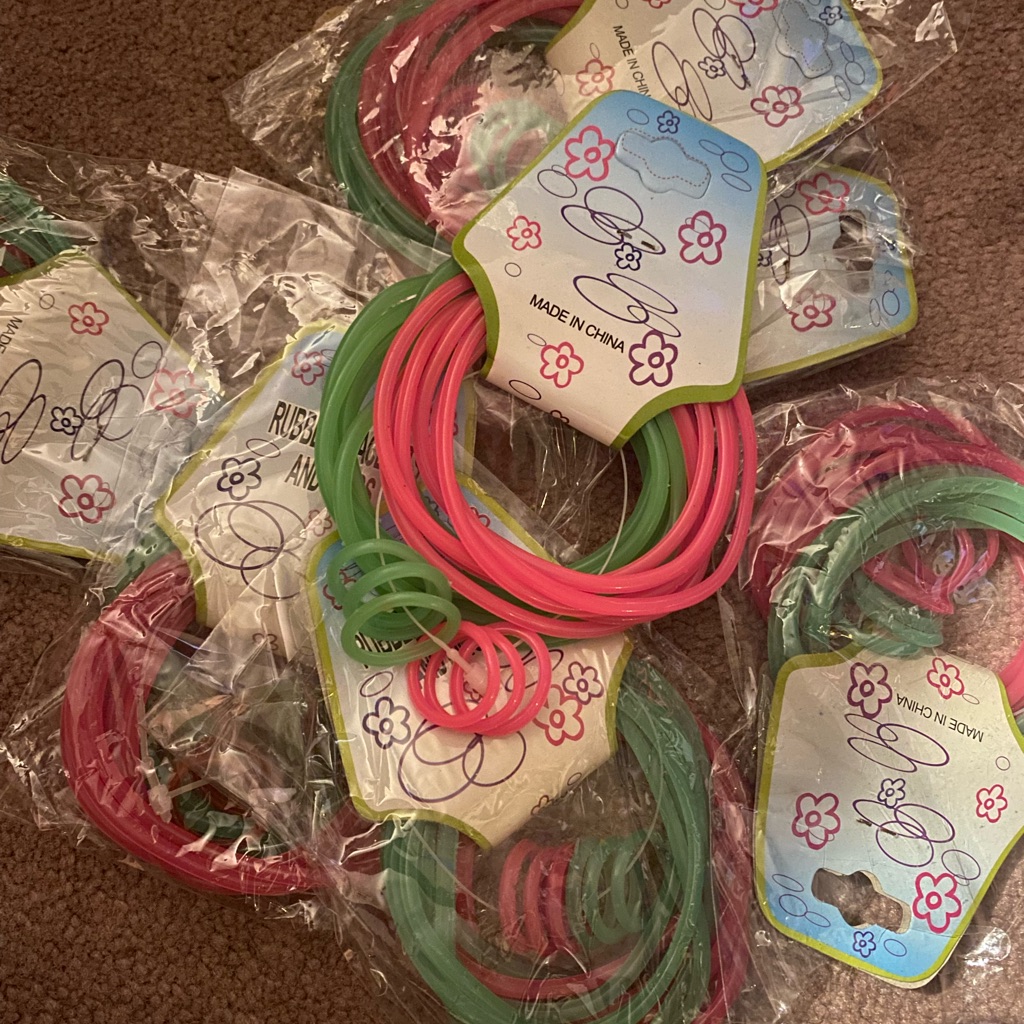 Pink And Lime Green Bracelets Rings Rubber Bulk Bracelets 100 Piece